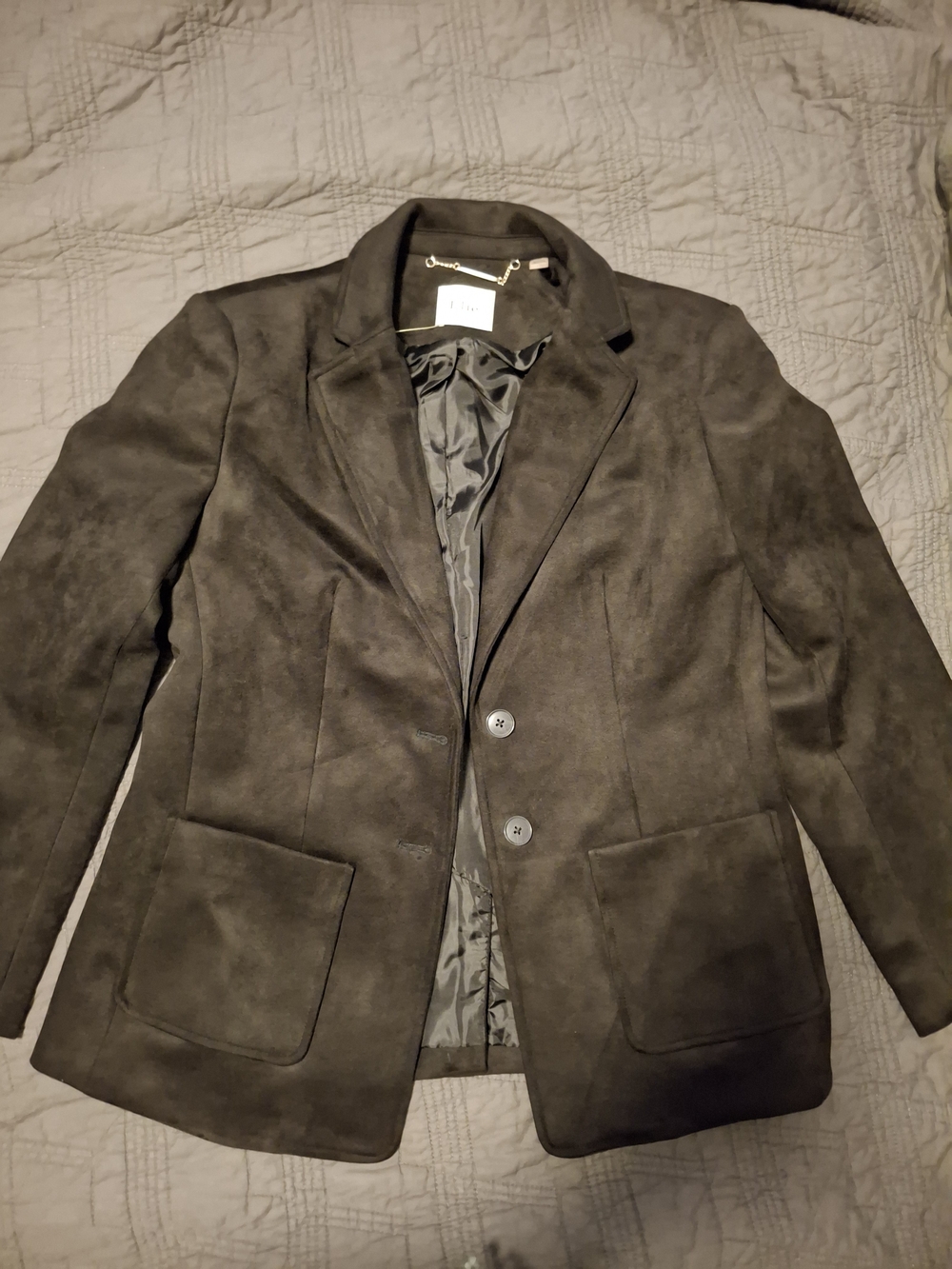 Ellie Tahari Women's Black Faux Suede Blazer Size 10